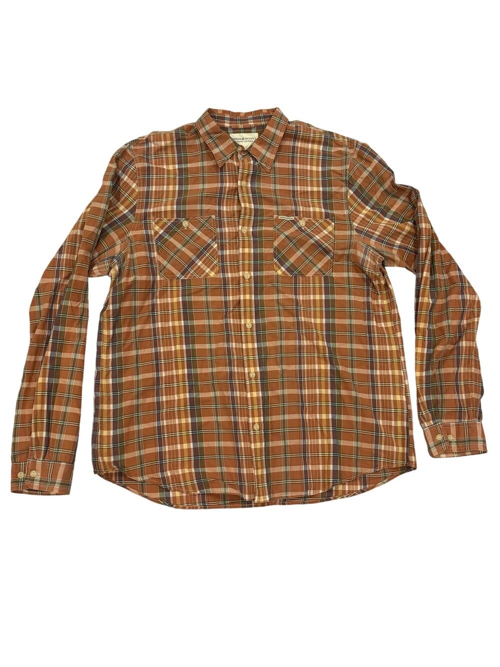 Denim Supply Ralph Lauren Plaid Button-Up Shirt Men 2XL 100% Cotton Western
